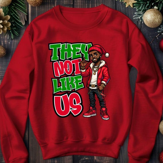 Black Men Christmas Sweatshirt - Afrocentric Holiday Gift for Him, they not like us, Fun Sweater for Husband, Son, Brother - Black Culture