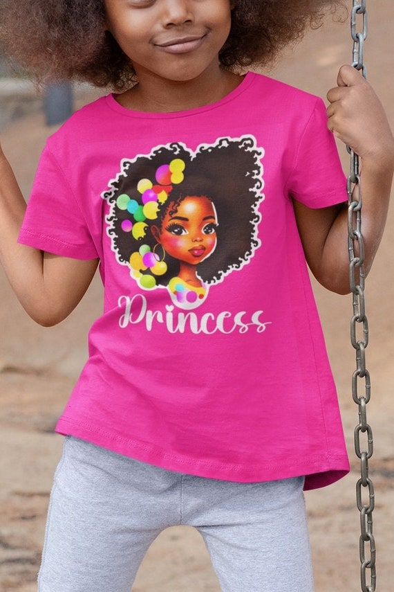 Shirt For Black Girl, Children's Shirt, Youth Midweight Tee Princess African American, Gift For Child, Pink