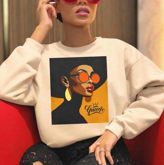 Afrocentric Queen Sweatshirt Christmas: Black Woman Fashion, Ethnic Urban Style