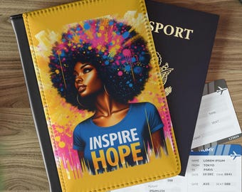 Funda de pasaporte de piel sintética con diseño afrocentrista para mujer, cartera de viaje de cultura negra