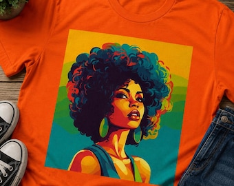 Colorful Afro Woman Tee, Black Empowerment T-Shirt