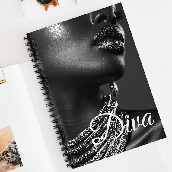 Afrocentric African American Art Spiral Notebook, Personalized Ruled Line Journal, Cute Gift for Students, Birthday Present, Custom Notebook