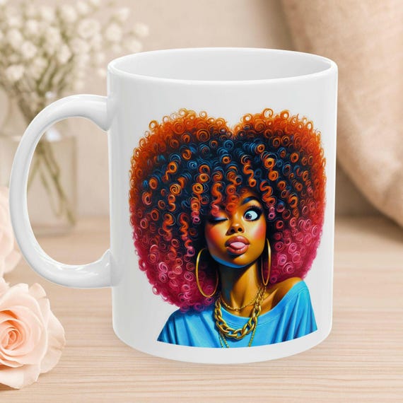 Afrocentric Black Woman Ceramic Mug | Personalized Black Culture Christmas