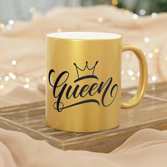 Gold Cute Coffee Mug, Queen Coffee Mug, Christmas gift, afrocentric, black culture,  Gift for Her, Cute Birthday Gift, Gold Coffee Mug, tea
