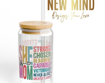 She is Mom Sipper Glass, 16oz Gift