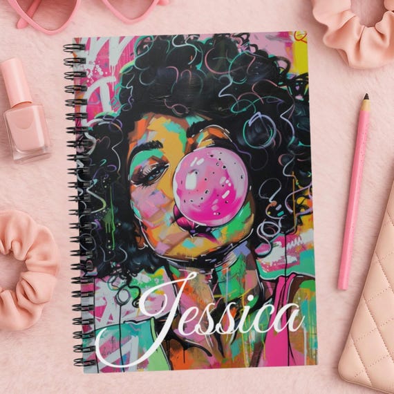 Afrocentric Black Woman Spiral Notebook - Ruled Line, Personalized Journal, Cute Gift for Students, Creative Writing, Birthday Present,
