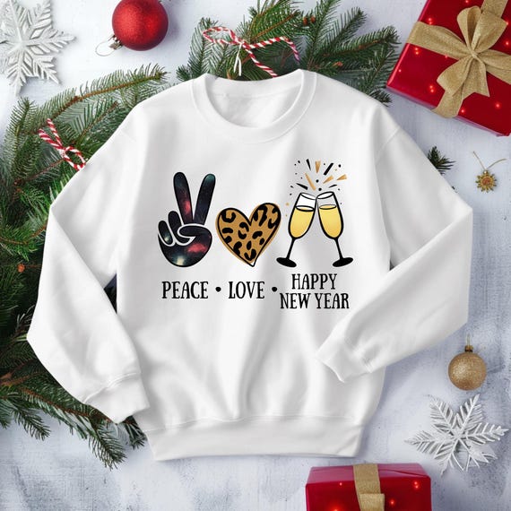 New Year 2025 Crewneck Sweatshirt, Holiday Sweater Gift for Her, Warm Thick Sweater, Comfy Gildan Pullover, New Year Celebration Outfit