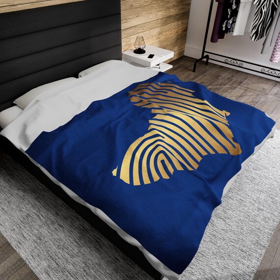Copy of Red Gold Africa Velveteen Plush Blanket - Afrocentric Home Decor, Black Culture Bedroom Bedding, Unique Christmas Gift
