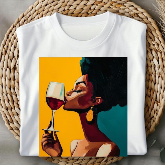 Afrocentric Black Woman Wine Lover Tee: Galentine's Day Gift