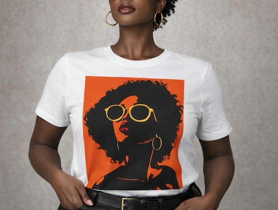 Afrocentric Black Woman Graphic Tee: Art Lover's T-Shirt