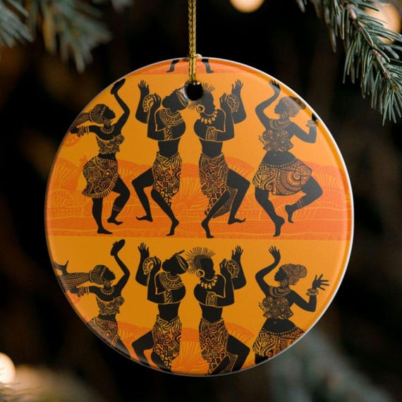 Afrocentric Dance Ceramic Ornament Christmas Kwanzaa| African American Silhouette Decoration