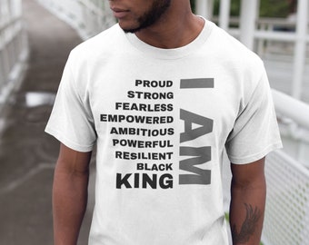 Shirt for Black Men, Father's Day Gift, Shirt For Him, Black King Men's Short Sleeve T-Shirt, White
