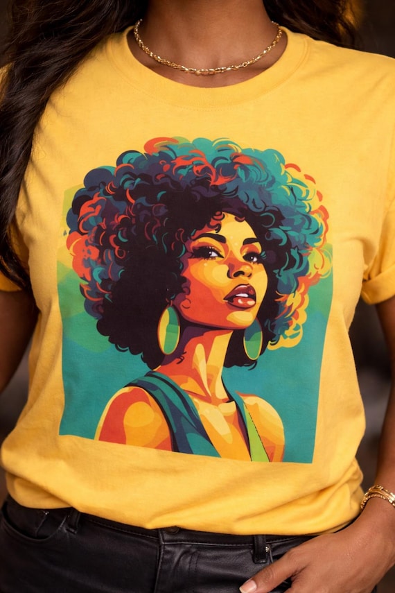 Colorful Afro Woman Tee, Black Empowerment T-Shirt