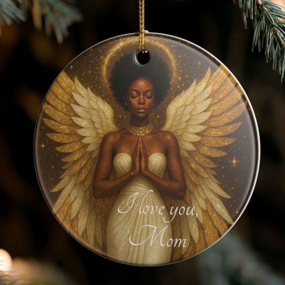 Ceramic Ornament, African American Cherub, Spiritual Angel Gift, Black Culture Decor, Personalized Hanging Decoration