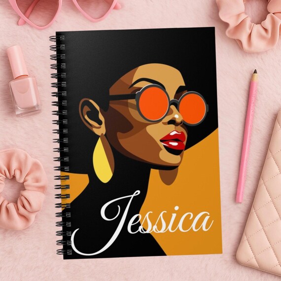 Afrocentric Black Woman Spiral Notebook - Ruled Line, Custom Journal, Cute Gift for Students, Creative Writing, Birthday Present,
