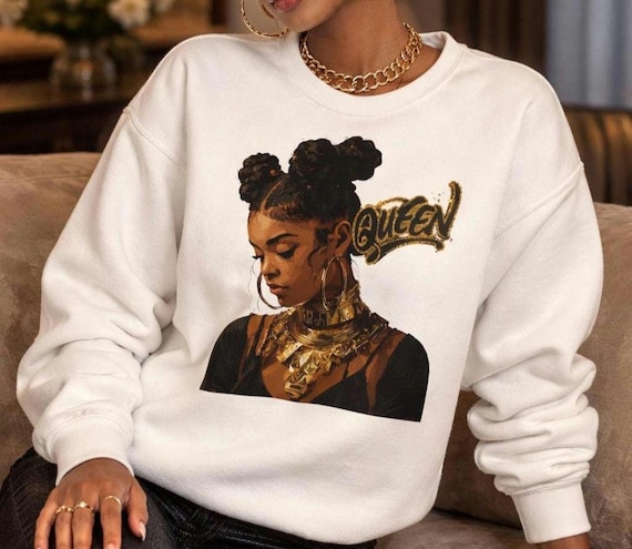 African Queen Portrait Sweatshirt | Black Woman Art