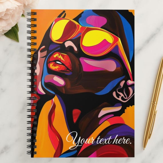 Vibrant Spirited Notebook - Customizable Colorful Art, Inspirational Journal, Gift for Artists, Stylish School Supplies, Unique Stationery