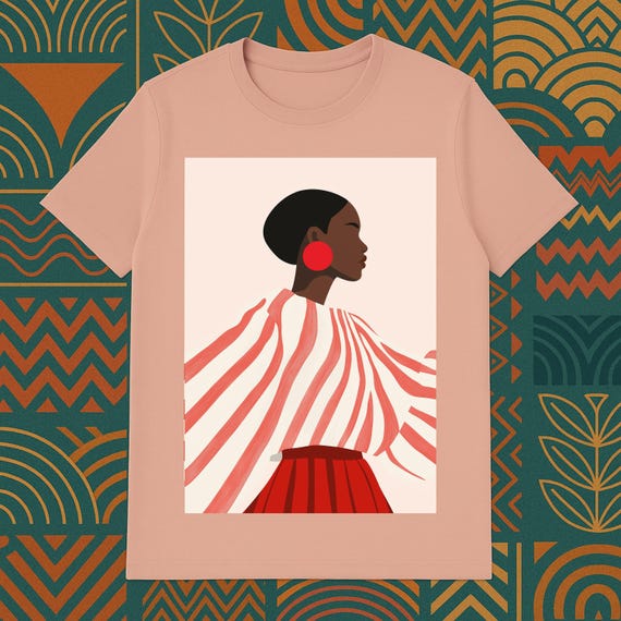 Afrocentric Black Woman Unisex Tee, Black Culture Ethnic Gift, Melanin Dashiki Fashion Shirt, Diversity Clothing, African American Top