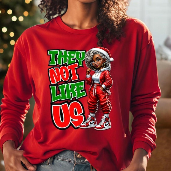 Black Woman Christmas Long Sleeve Tee, Unisex Garment-dyed T-Shirt, Black Culture Shirt, Black Ms Claus Gift, Black Empowerment Tee, Fun