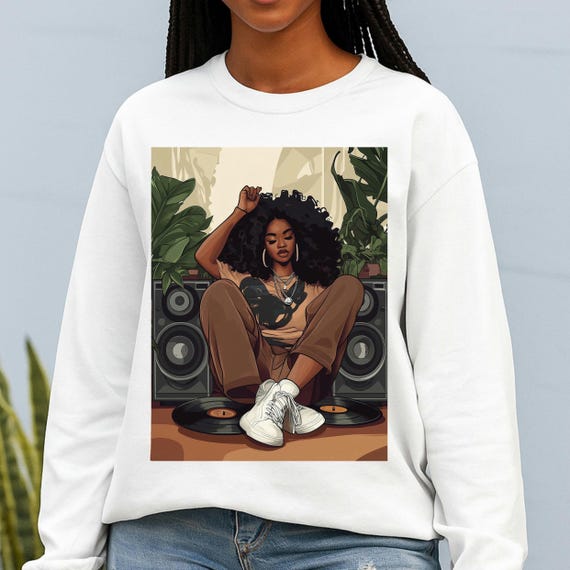 Afrocentric Music Long Sleeve Tee | Black Culture Vinyl Shirt