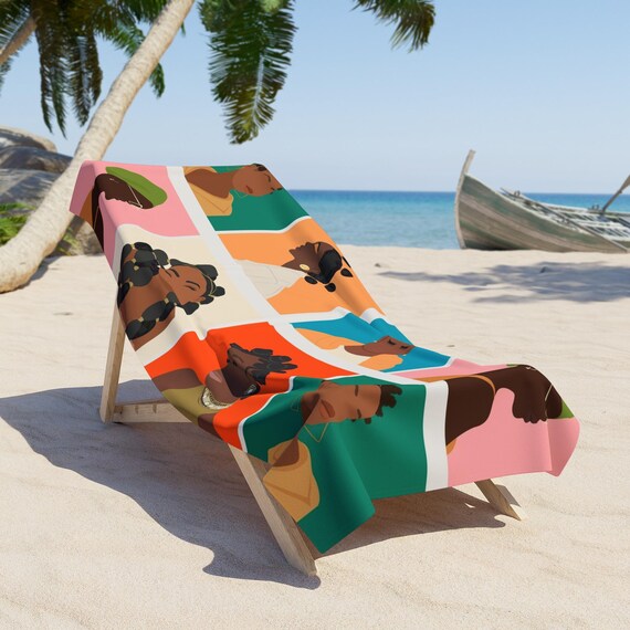 Cute Beach Towel, black woman beach, black woman vacation, black woman swimsuit