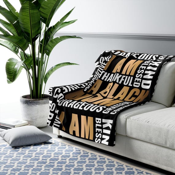 Afrocentric Sherpa Fleece Blanket - Gift for Black Mom, Sister - Warm Cozy Home Decor, Black Culture, Friend, African American Throw