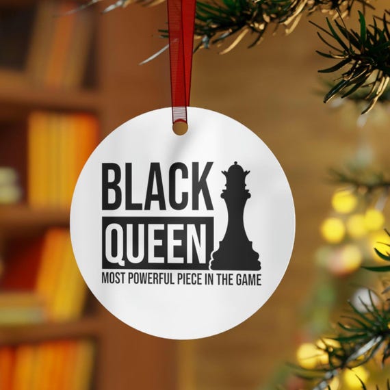 Black Queen chess design Metal Ornament | Most Powerful Piece in the Game