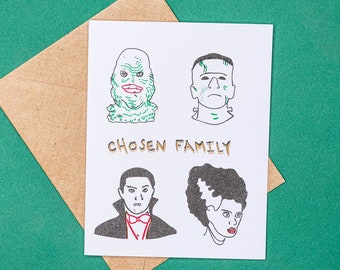 Chosen Family | Risograph Card |  Halloween Card | A2