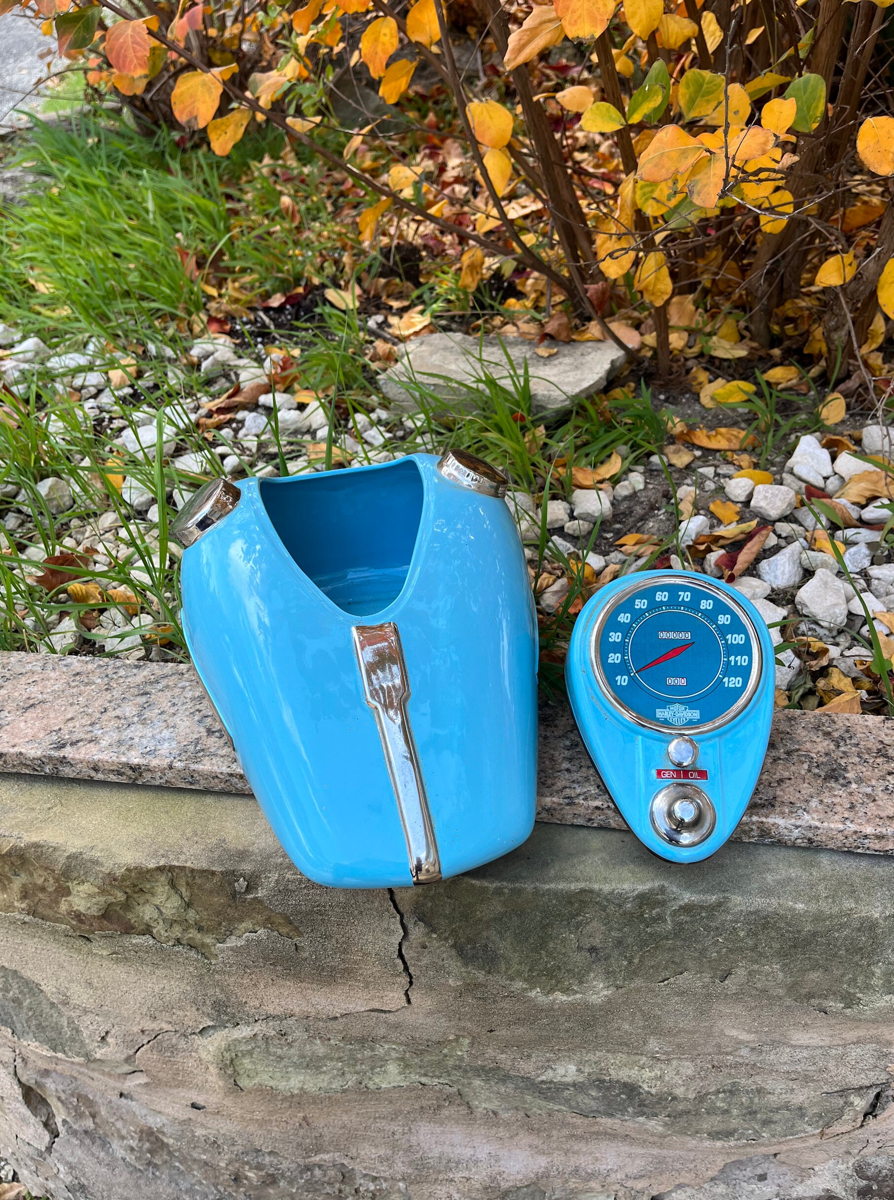 Harley Davidson Gas Tank Cookie Jar With Lid 1992 Blue Etsy