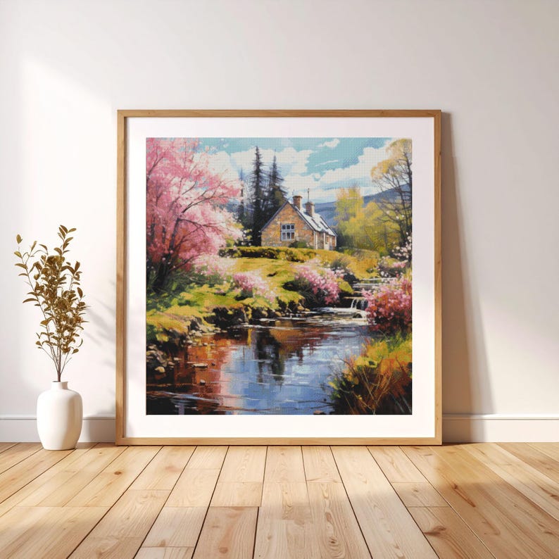 Cross Stitch Pattern PDF Cozy Spring House, Pattern Keeper, Instant ...