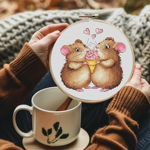 Cross Stitch Pattern PDF Cute Hamsters, digital download, mini chart, gifts for kids, house cross stitch, cross stitch counted, embroidery