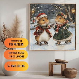 Kreuzstich Stickmuster PDF ""Weihnachtsstimmung"" , Weihnachtsdeko, Weihnachten, Sticken, Sticken, Maus, dmc, Stickvorlage, extra groß."