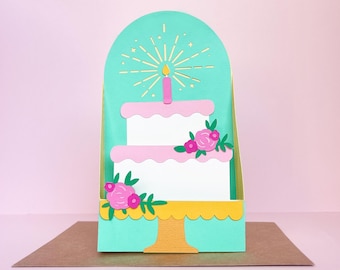 Birthday Card SVG, Pop up Card SVG,  DIY Card for Cricut & Silhouette, 3d card, instant download