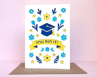 Carte de fin d'études SVG | Carte superposée « Vous l'avez fait » | Fichier de coupe Cricut & Silhouette | Cadeau de fin d'études DIY | Téléchargement instantané | Lis-PapierSVG