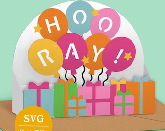 Birthday Card SVG, Celebration Card, Pop up Card SVG, DIY Card for Cricut & Silhouette, 3d card, instant download
