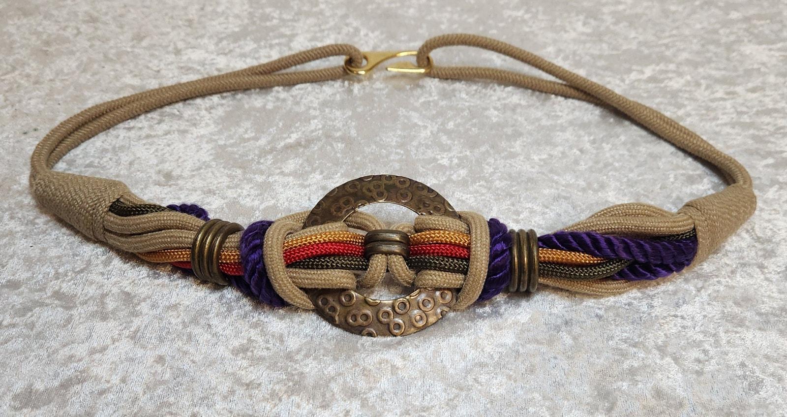 80s/90s Rope Waist Belt With Gold Medallion Plates 90s Medallion Belt - Etsy main image 4