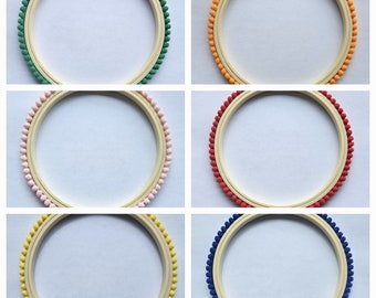 Decorative Boho Pom Pom Bobble Trim Embroidery Hoop Frame for Stitching or Displaying Art - 3",4"5",6"7",9" FREE DELIVERY