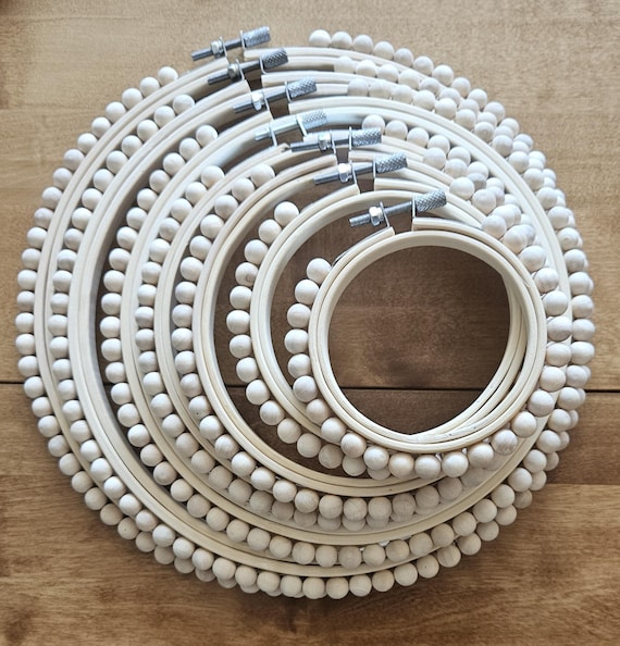 Beaded Embroidery Hoop Frame: Boho Wooden Cross Stitch Ring