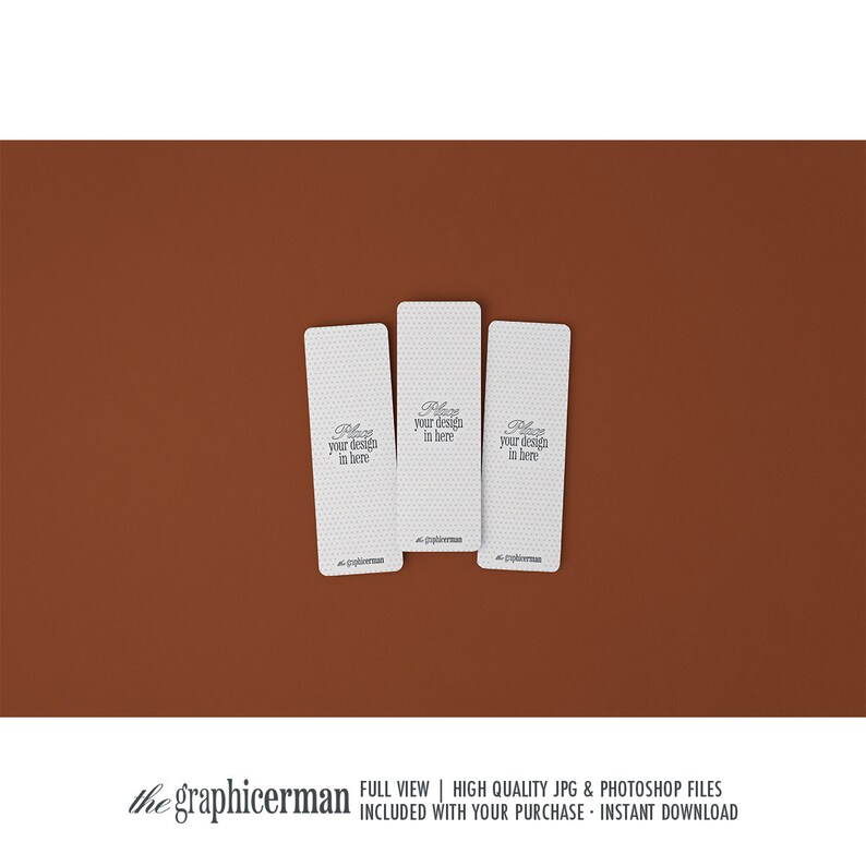 3 Bookmarks Mockup, 2x6 Inch Bookmark Mockup, Smart Object, Minimal ...