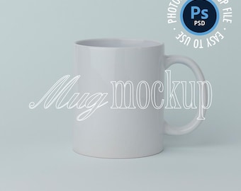 Tassen-Modell, 11 Unzen Kaffeetassen-Modell, gemütliche Tasse, PSD Smart-Objekt, modernes Tassen-Modell, Minimal-Styled Stock, Minz-Hintergrund, Keramiktasse, POD,