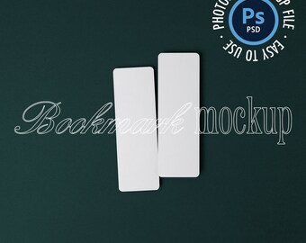 Maqueta de 2 marcadores, Maqueta de marcador de 2x6 pulgadas, Objeto inteligente, Stock de estilo minimalista, Maqueta de papelería, Maqueta de marcador en blanco, Fondo verde
