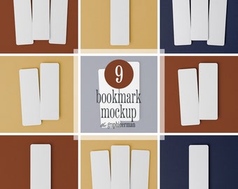 9 Bookmark Mockup Bundle, 2x6 inch Bookmark Mockup, Smart Object, Minimal Styled Stock, Stationery Mockup, Blank Bookmark Mockup, PSD Mockup