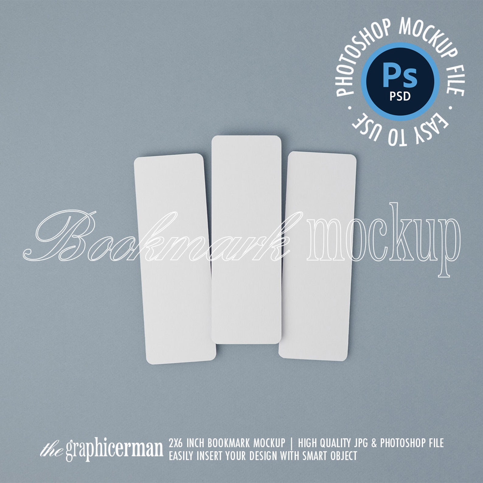 3 Bookmarks Mockup, 2x6 Inch Bookmark Mockup, Smart Object, Minimal ...