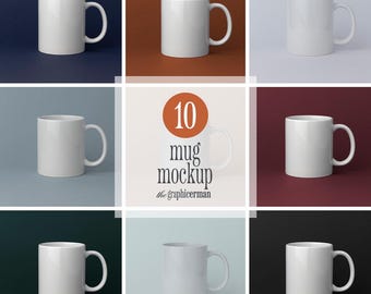 10 Mug Mockup Bundle: 11oz PSD Smart Object (Digital Download)