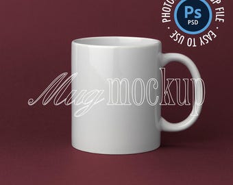 Mug Mockup, 11oz Coffee Mug Mockup, Cozy Mug, PSD Smart Object, Modern Mug Mockup, Minimal Styled Stock, Plum Background, Ceramic Mug, POD,