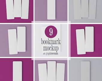 9 Bookmark Mockup Bundle, 2x6 inch Bookmark Mockup, Smart Object, Minimal Styled Stock, Stationery Mockup, Blank Bookmark Mockup, PSD Mockup