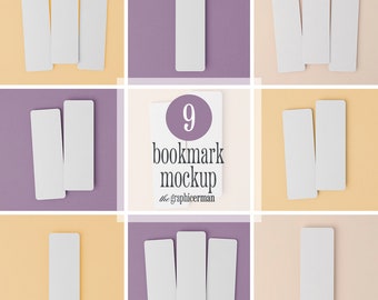 9 Bookmark Mockup Bundle, 2x6 inch Bookmark Mockup, Smart Object, Minimal Styled Stock, Stationery Mockup, Blank Bookmark Mockup, PSD Mockup