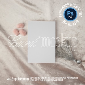 4x6 Greeting Card Mock up, Thank You Card Mockup, Invitation Mockup, Smart Object, Minimal Styled Stock, POD Valentine&#39;s Day Card Mockup PSD