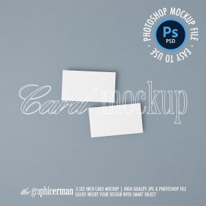 Wizytówka Mockup, 3.5 x 2 cale Karta Mockup, Inteligentny Obiekt, Minimalistyczny Stylizowany Stock, Pusty Szablon Wizytówki, Logo Mockup Niebieskie Tło