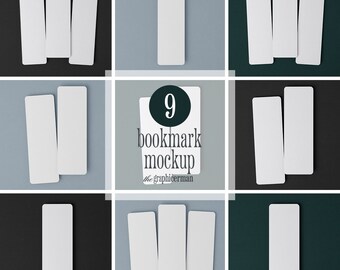 9 Bookmark Mockup Bundle, 2x6 inch Bookmark Mockup, Smart Object, Minimal Styled Stock, Stationery Mockup, Blank Bookmark Mockup, PSD Mockup